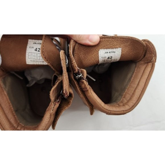 Iron Jias Retro Leather Motorcycle Boots XZ006 Brown Mens EU 42 US 8.5 - Picture 6 of 11